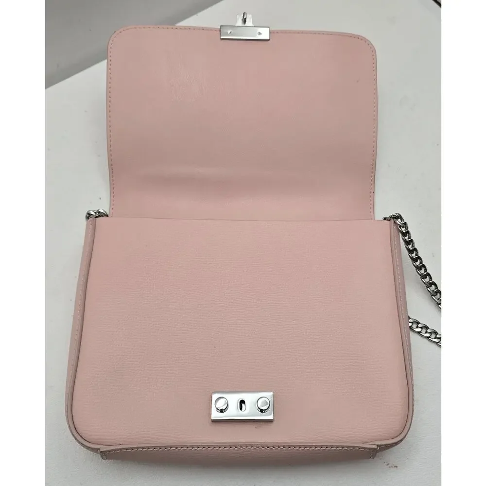 Loeffler Randall Leather Crossbody Clutch Salmon Pink Chain Strap Envelope Bag